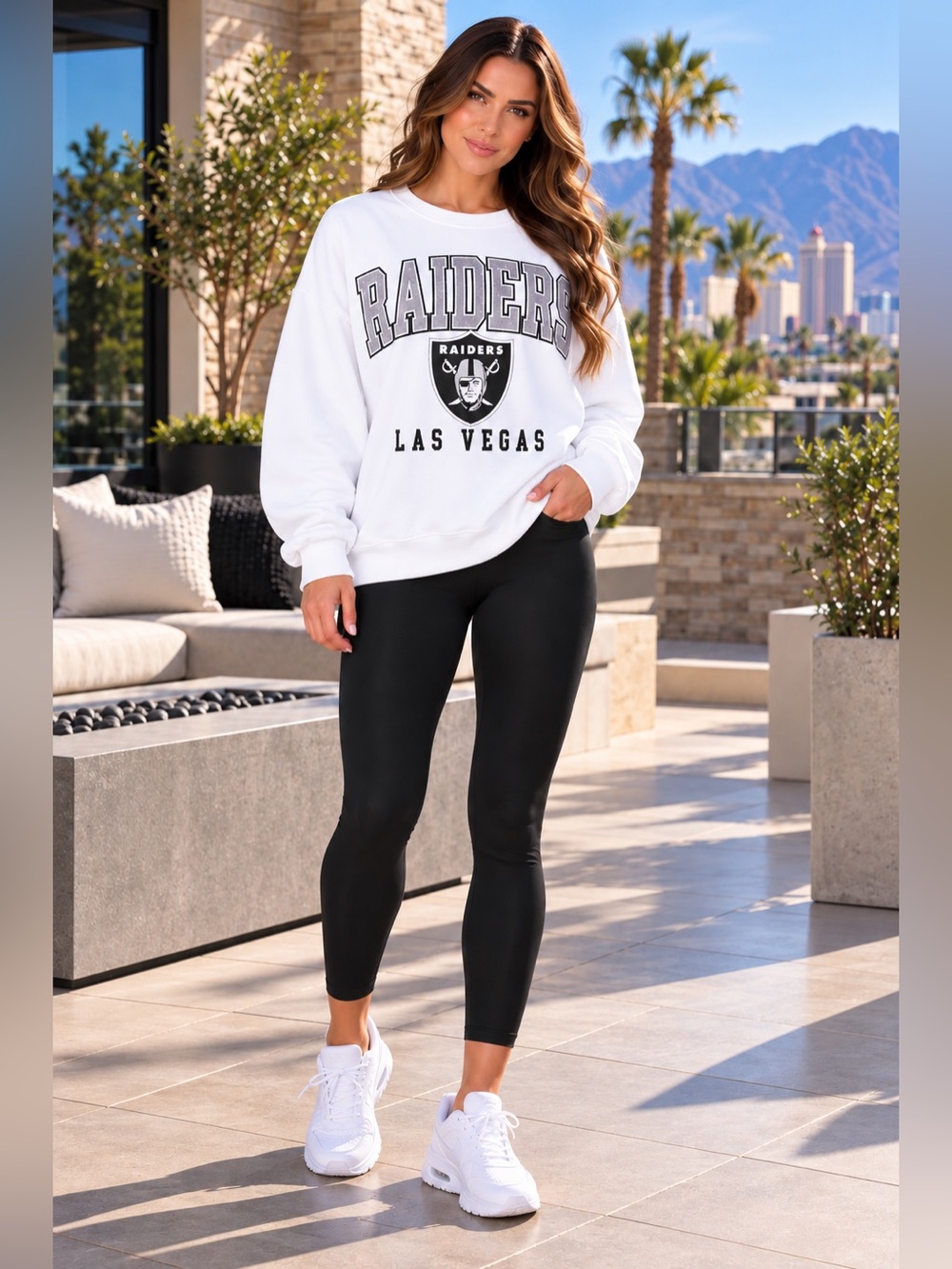 Game Day Couture NFL Las Vegas Raiders Fleece Crewneck Pullover Sweatshirt